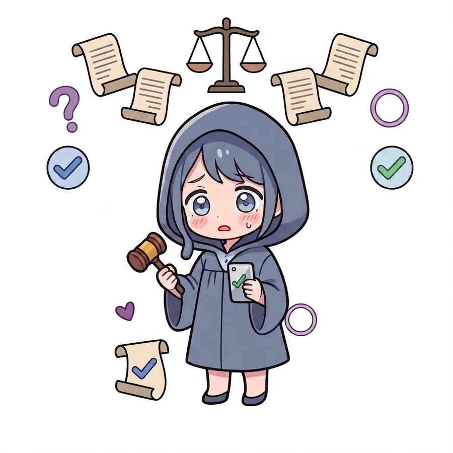 返信待ち脳内裁判タイプのキャラクターイラスト