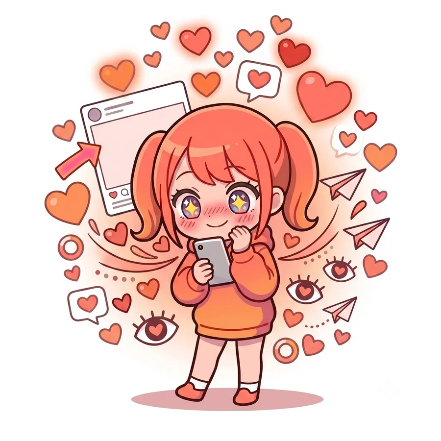好きバレ直球DMタイプのキャラクターイラスト