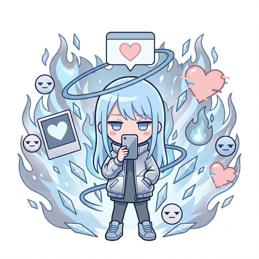 返信早いのに塩対応タイプのキャラクターイラスト